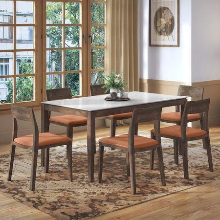 Emry Rectangular Statuario Ceramic 6 Seater Dining Table With Clarke Dining Chair