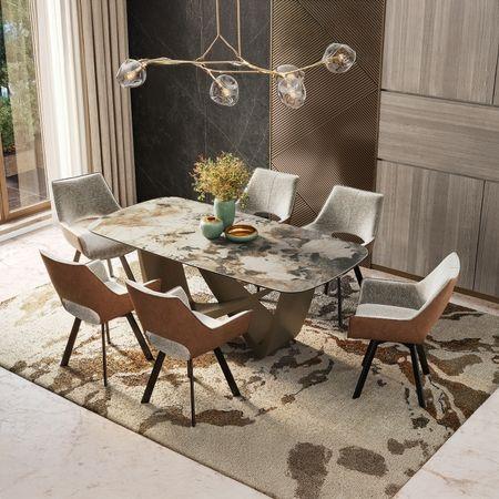 Casey Swivel Dining Chair In Beige And Tan Set Of 2