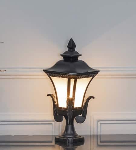 TOURNAI Black Finish Outdoor Pedestal Gate Light