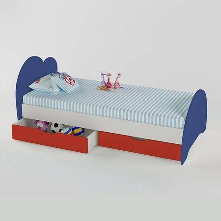 Cloud Tails Engineered Wood Drawer Storage Bed in Electric Blue Colour