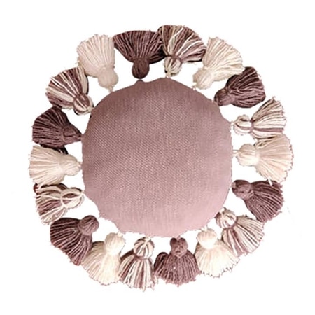 Handwoven Fluffy Tasseled Plum Cushion Cover
