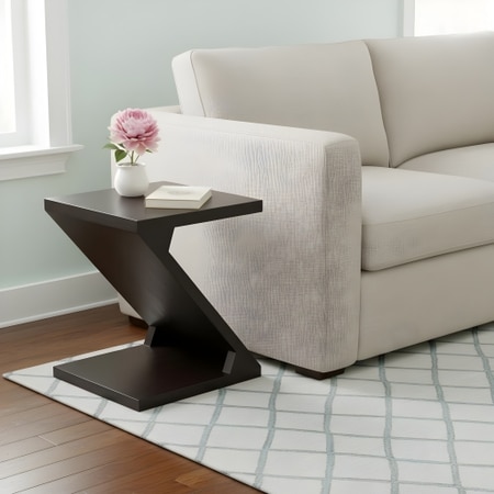 Berlin Sheesham Wood Contemporary Rectangle End Table Side Table In Extra Dark Mahagony Finish