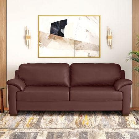 Farina 3 Seater Premium Italian Leather Sofa In Bordeaux