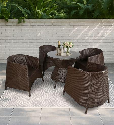 Cairns Wicker Table And Chair Set In Brown Dual Tone Finish