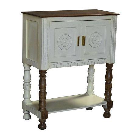 Wollman Solid Wood Cabinet In White Distress Finish