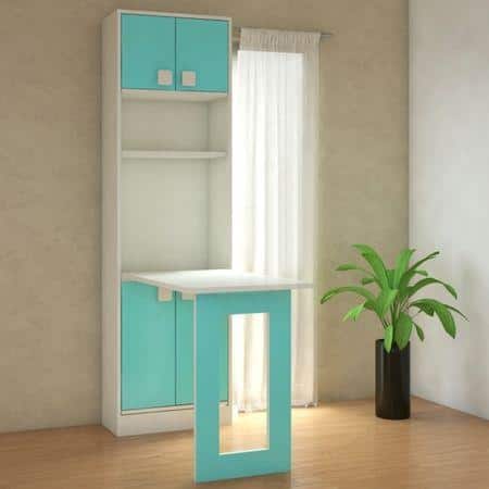 Royale Kids Folding Study Desk cum Bookshelf in Misty Turquoise Colour