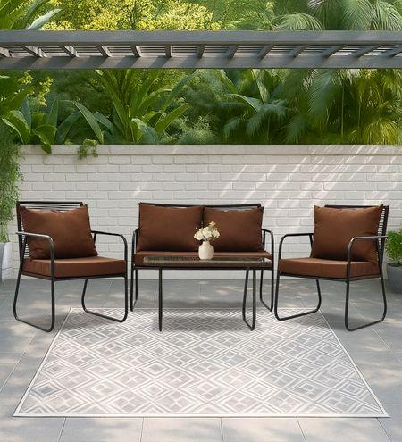 Bardelona 2+1+1 Seater Rope Sofa Set in Brown Finish