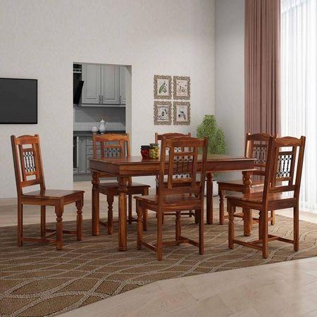 Kafano 6 Seater Dining Set With Rajastani Iron Jali