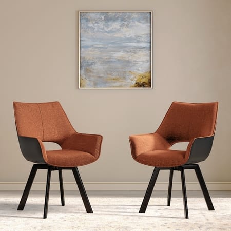 Casey Swivel Engineered Wood Dining Chair in Rust & Dark Brown Colour - Set of 2