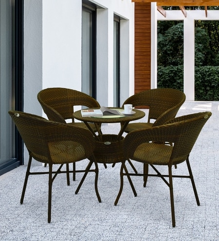 Ballarat  Wicker Table And Chair Set In  Brown Dual Tone Finish