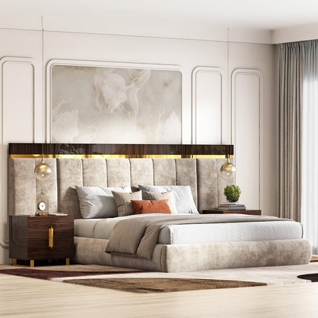 Aurelia Upholstered King Bed With Extended Headboard