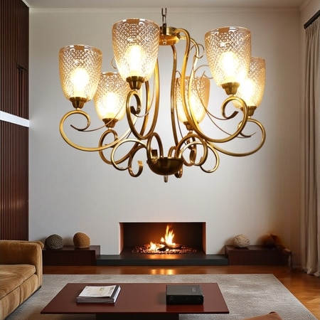 Eliante Chandelier, 6-Light Mild Steel Hanging Ceiling Fixture, Modern Lighting For Living Room Or Dining Room