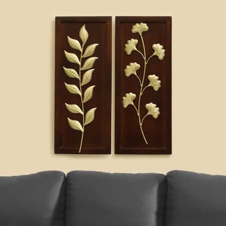 W-Evan Abstract Metal Wall Decor in Gold Set of 2