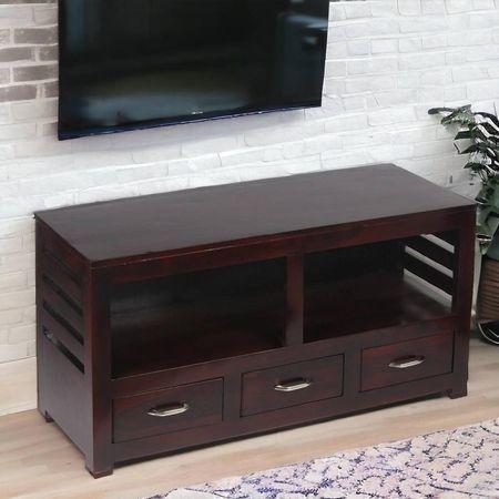 Allen Sheesham Wood Console Table in Dark Walnut Finish