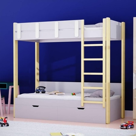 Pine Tree Bunk Bed with Drawer Storage