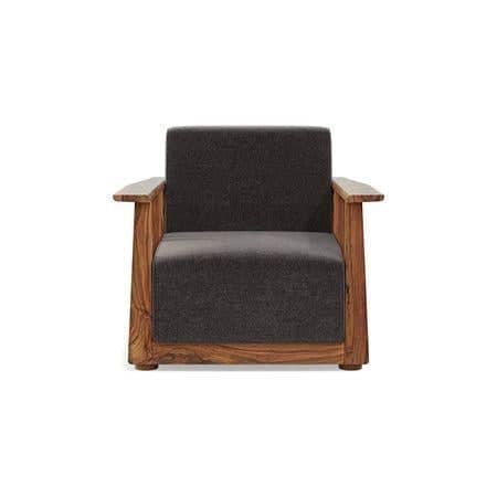 Serra Wooden Sofa - Teak Finish (Smoke Grey)