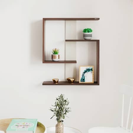 BLUEWUD Easton Engineered Wood Wall Shelf, Display Rack, 3 Shelves (Wenge & White)…