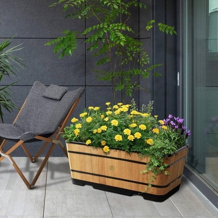 VegTrug Wooden Trough Planter 90cm Burnt Oak