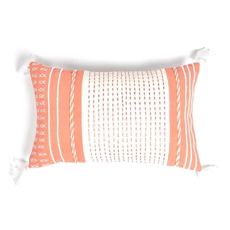 Coral Embroidered Lumbar Cushion Cover