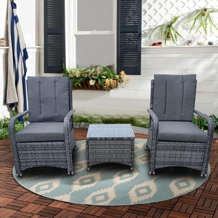 Carry Bird Wicker Patio Furniture Outdoor Balcony Chairs In Grey Colour