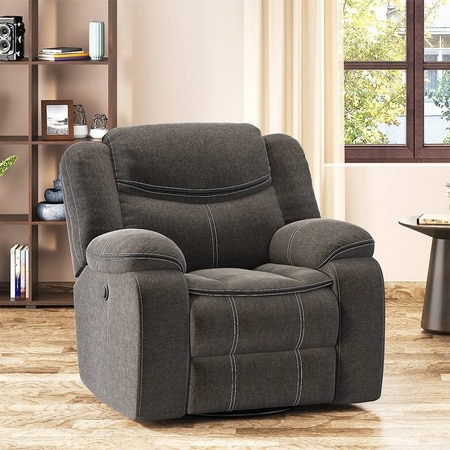 Atticus Single Seater Swivel Rock Recliner in Urban Grey Premium Chenille Fabric