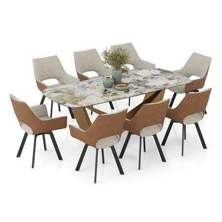 Paloma 8 Seater Spanish Ceramic Dining Table with Casey Dining Chair