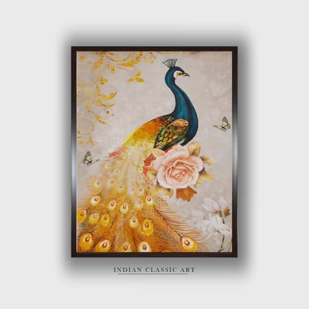 Blue Cream Peacock Canvas Wall Prints Canvas Wall Prints Set of 1 Multicolor Matte