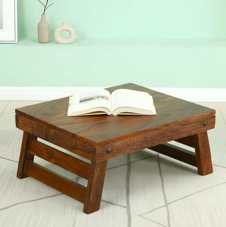 Ohio Sheesham Wood Foldable Laptop Table in Teak Finish