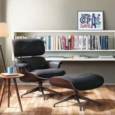 1956 Lounge Chair in Leatherette Black Colour