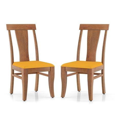 Fabio Dining Chair Set Of 2 In Colour Matty Yellow And Finish Amber Walnut