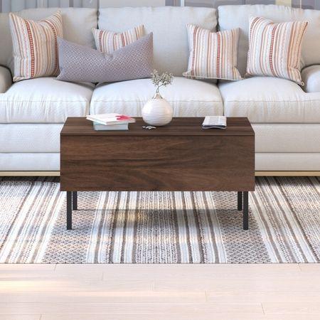 Kasvon Engineered Wood Rectangular Coffee Table in Brown Maple Finish