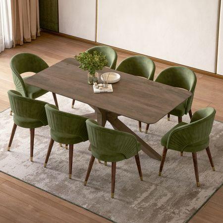 Anderson Solid Wood 8-Seater Dining Table with 8 Celia Accent Dining Chair
