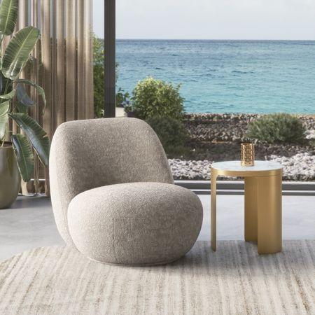 Celeste Lounge Chair In Beige Fabric