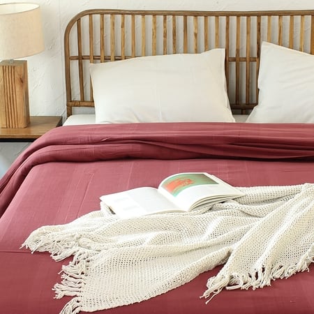 Herringbone 1 Double Duvet Cover with Maroon  colour