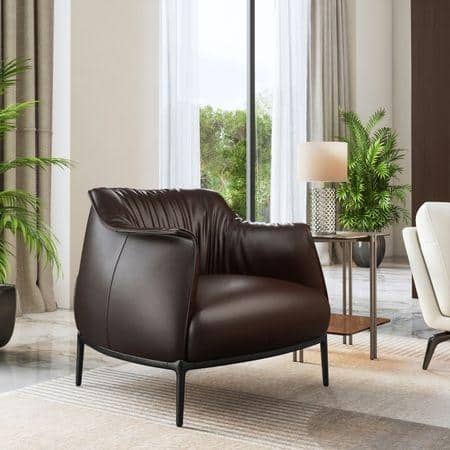 Odette Lounge Chair In Brown Leather