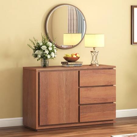 Vector Solid Wood Sideboard in  Amber Walnut Finish