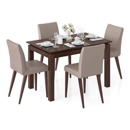 Diner Solid Wood 4 Seater Dining Table With Set Of 4 Persica Chairs (Finish- Dark Walnut)