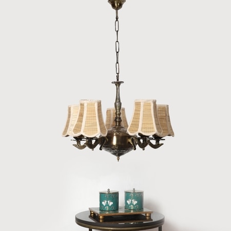 Devansh Dual Steel Metal Wallmounted Lamp With Cotton Off-White Shade