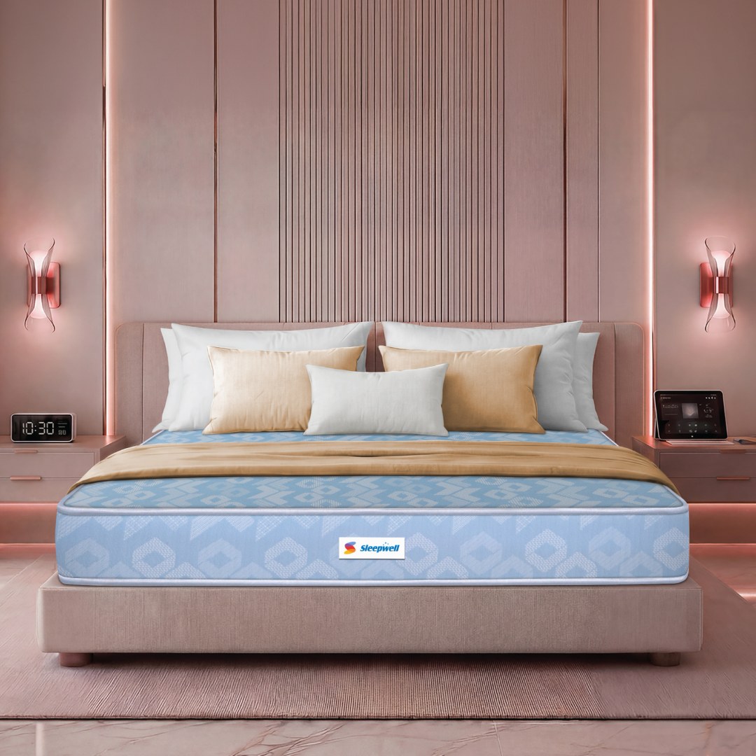 Sleepwell Dual Comfort Reversible Mattress Soft and Firm Resitec Foam Double 72x47x5 Inch