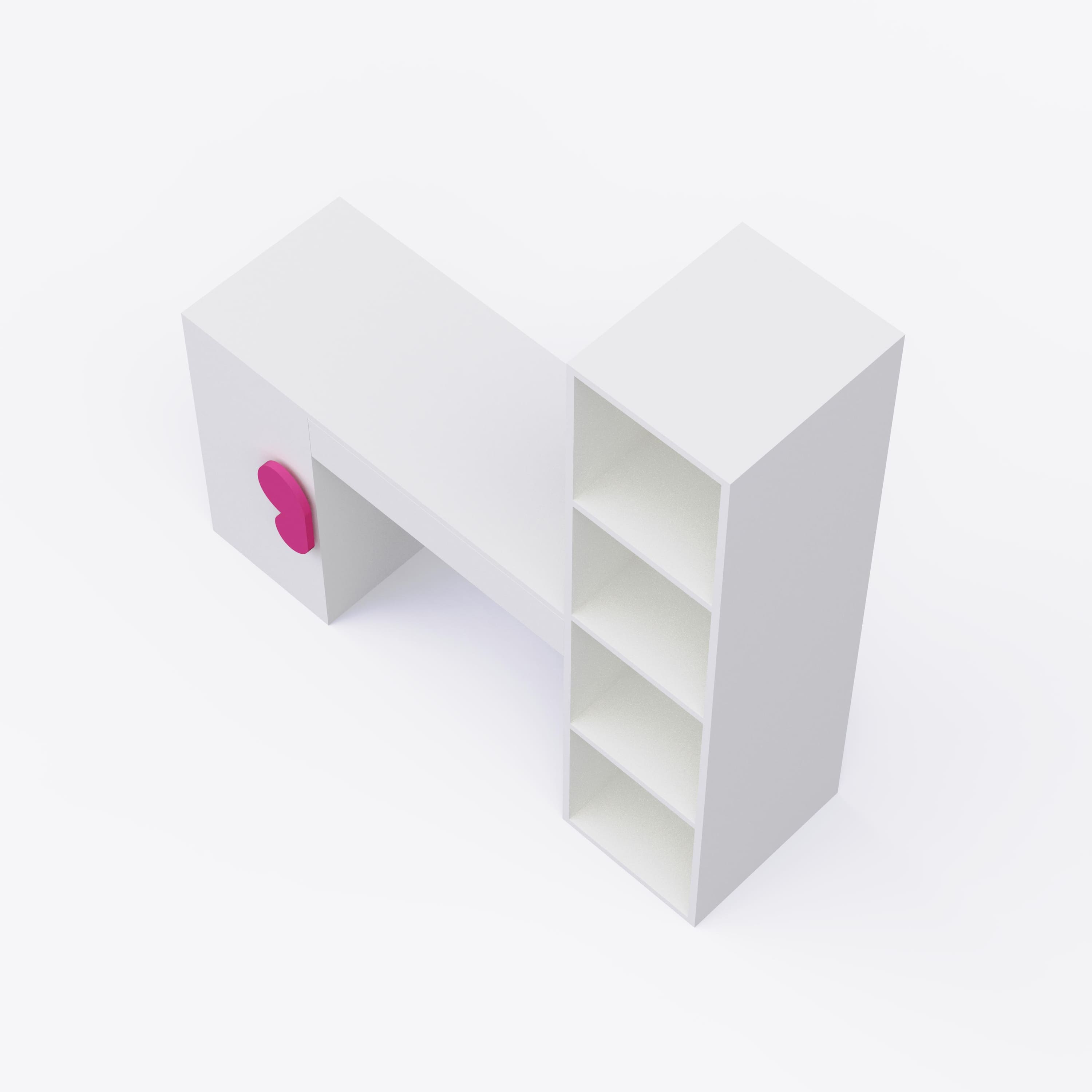 Joy Ride Study Table In White & Pink Colour