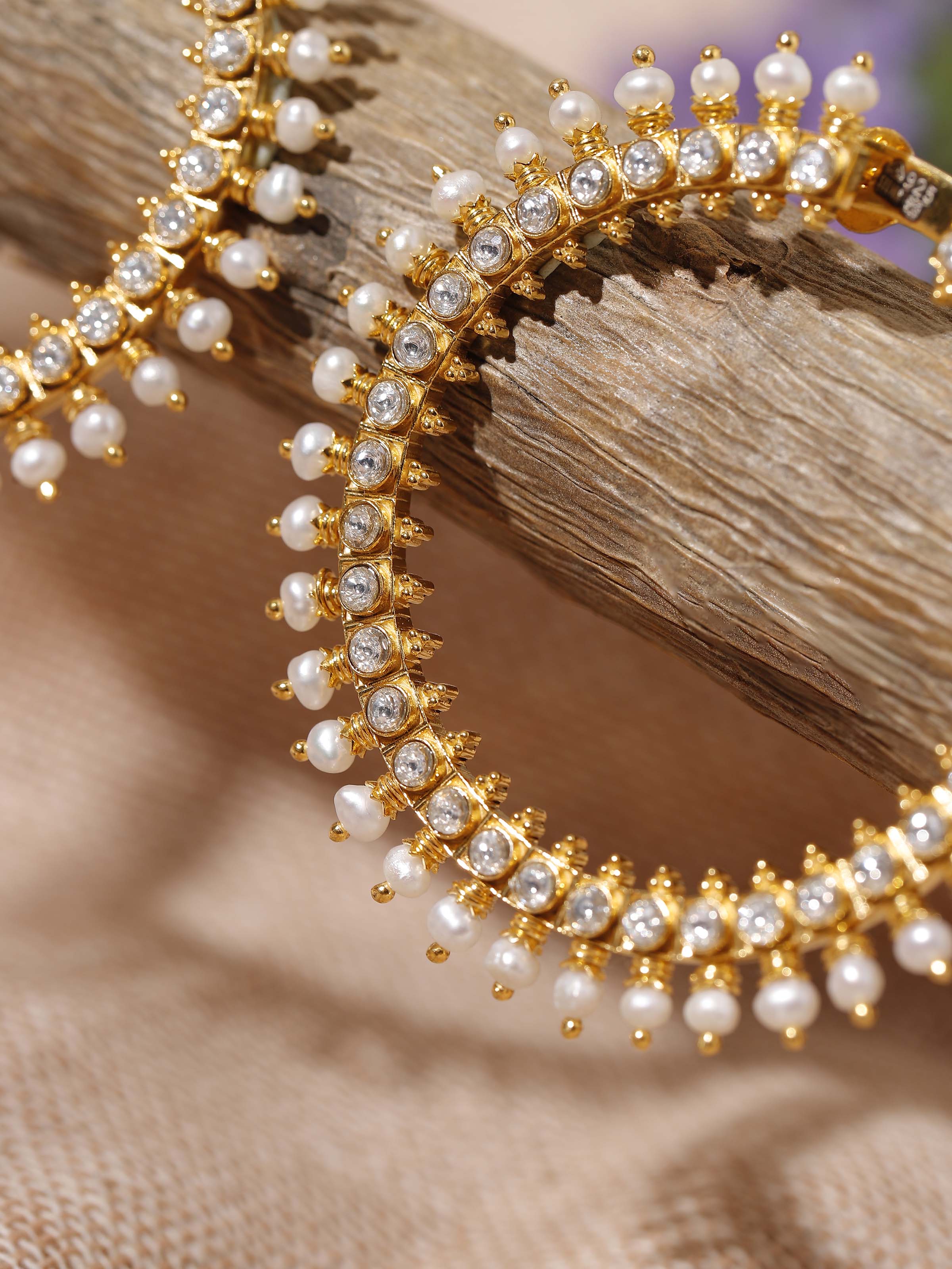 Detail shot of Guttapusalu Silver Hoop Earrings focusing on intricate beadwork.