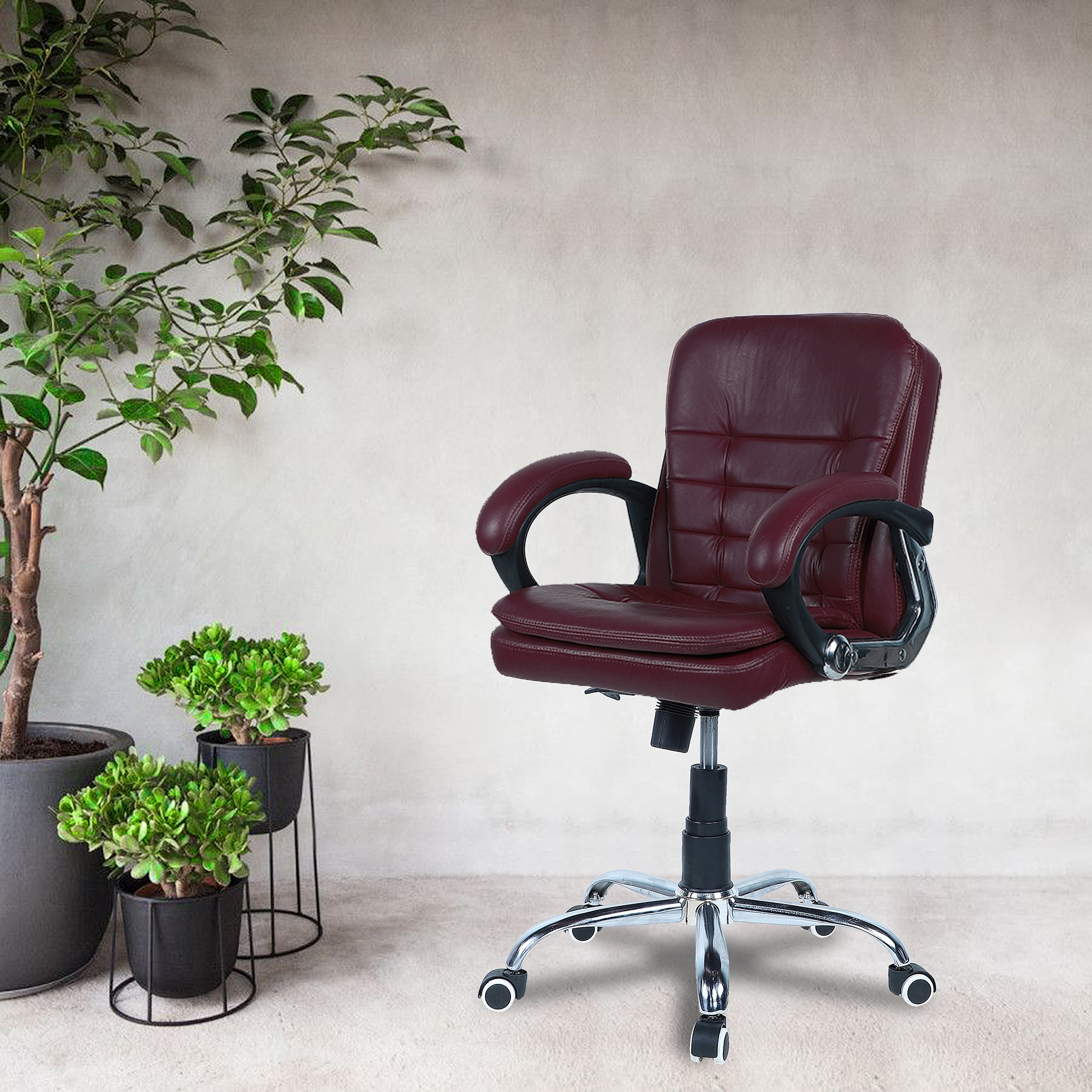 Veaoilaa Mid Back Executive Chair in Maroon Colour