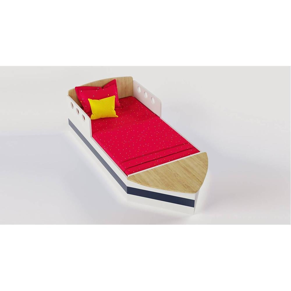 Sweet Sail Engineered Wood Box Bed in White and Oak Colour