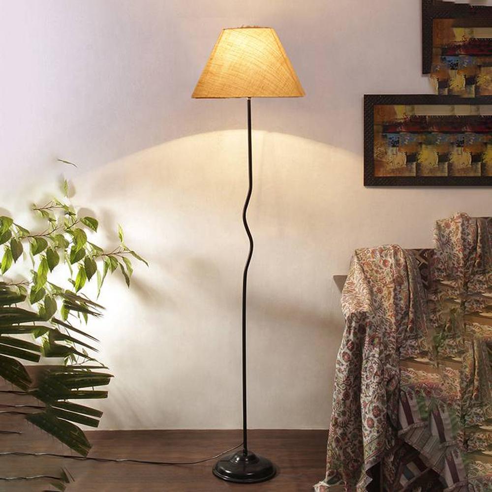 Sawyer White Jute shade with Iron floor lamp