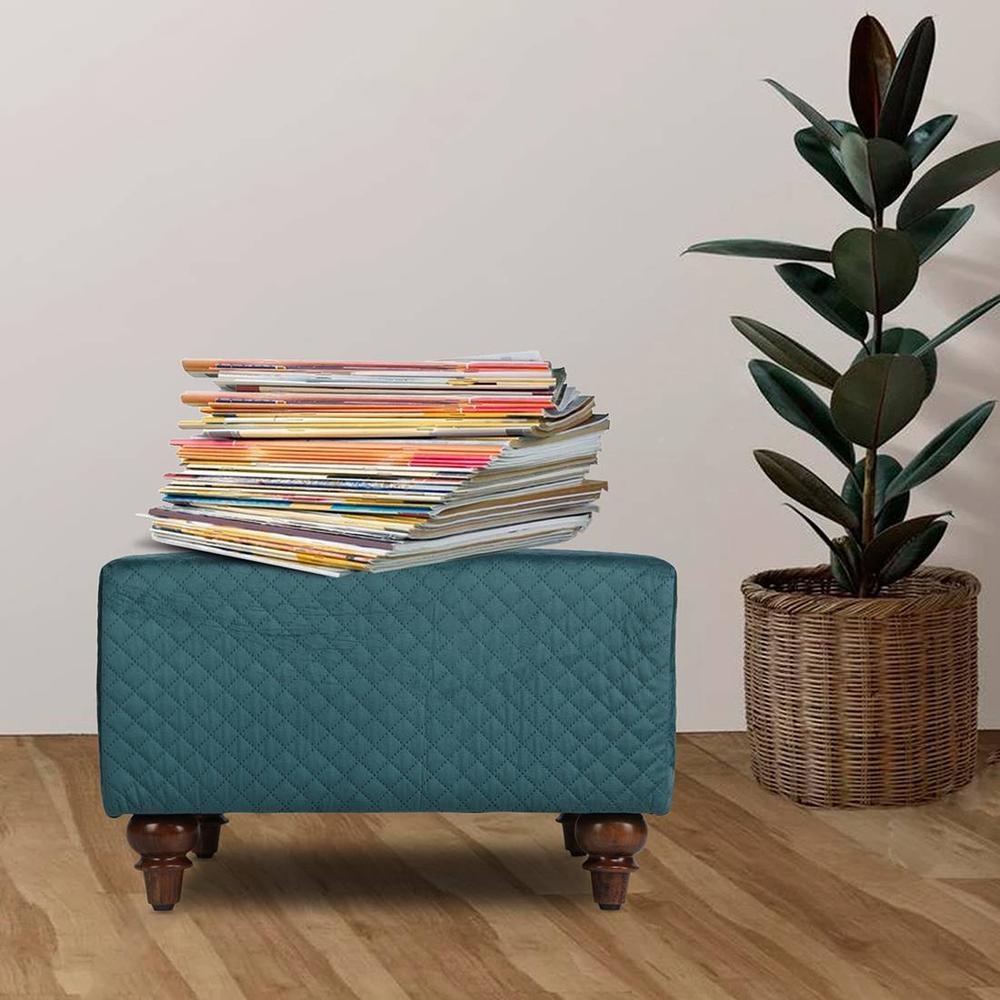 Thomas Solid Wood  Ottomon in  Green Colour