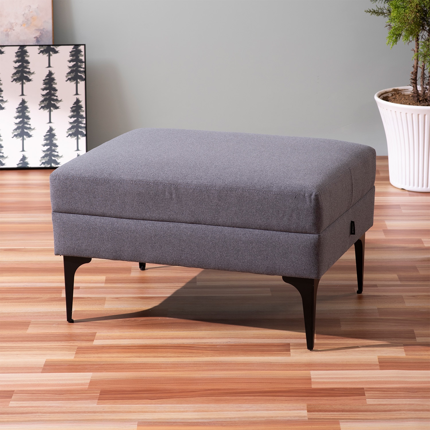 Nimbus Cloud Cube Metallic Pouf Stool in Grey Color | Nestroots - Nestroots