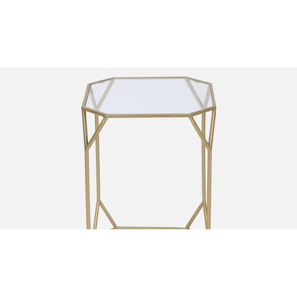 Hammond Glass Side Table In Gold Finish