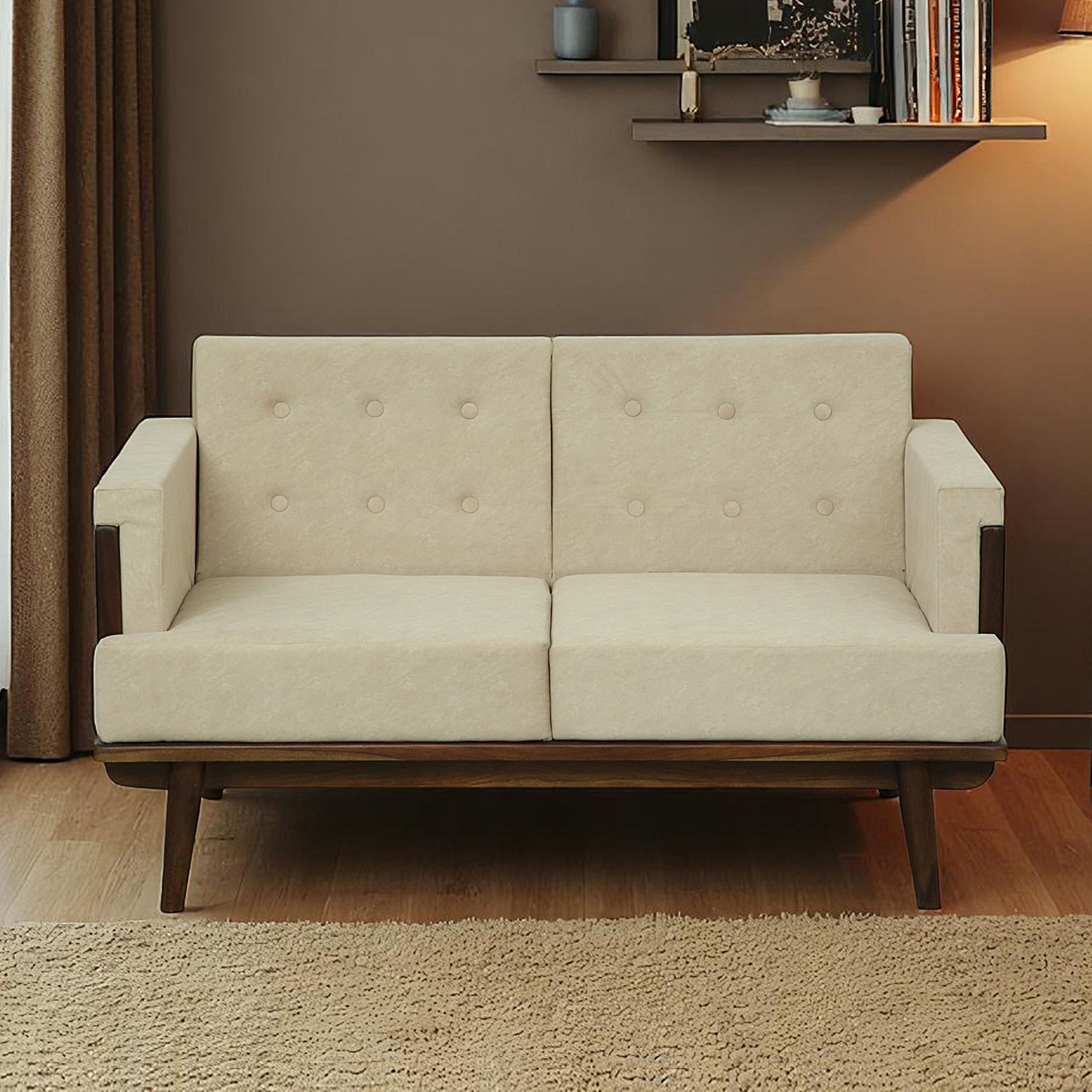 Samriddh 2 Seater Sofa In Beige Colour - Vintage Home