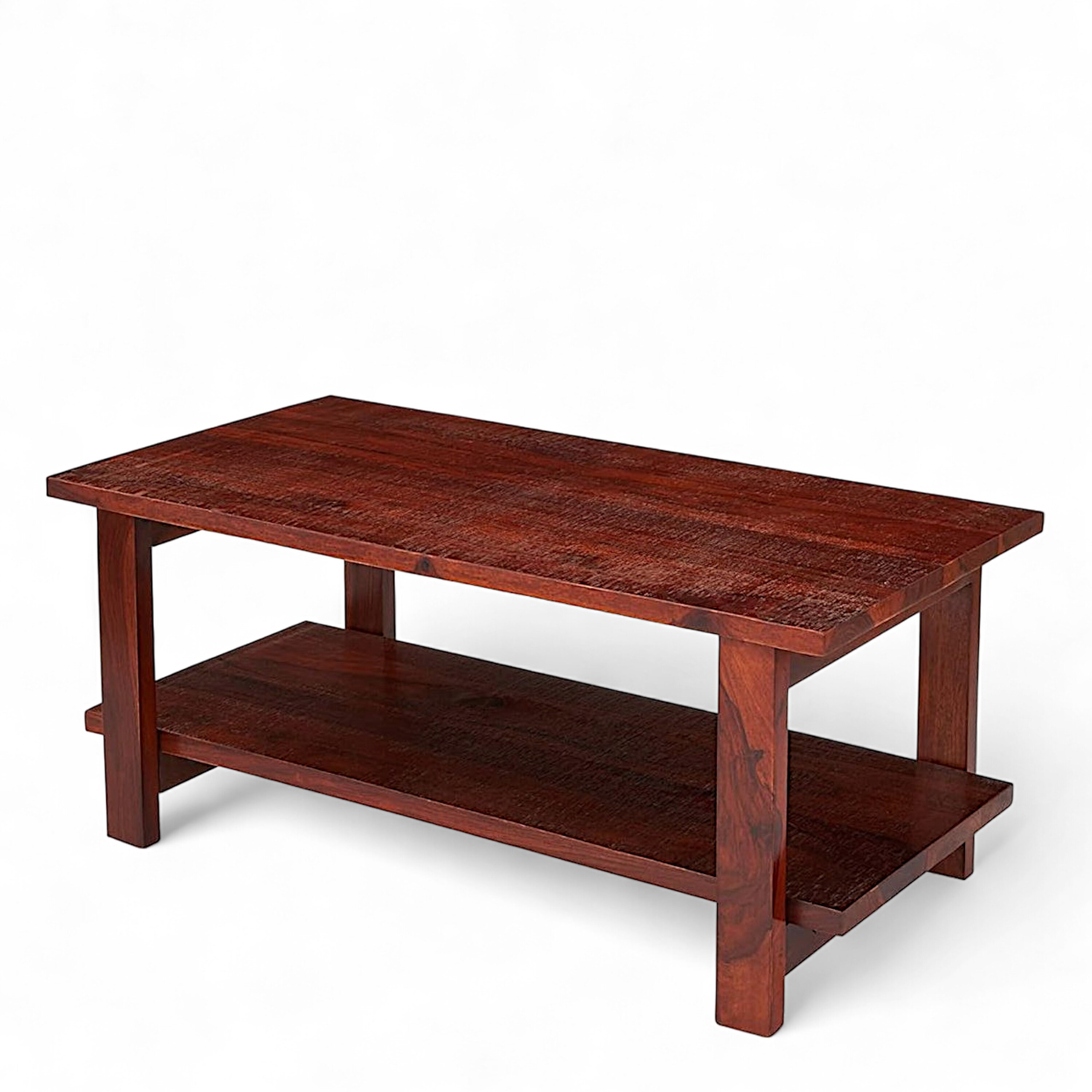 Aroda Sheesham Wood Contemporary Rectangle Coffee Table In Honey Finish