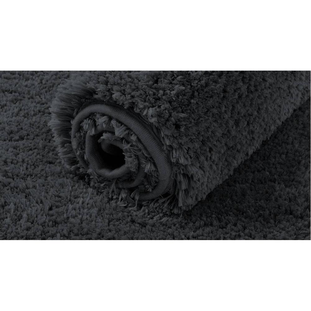 Phoenix Black Solid Natural Fiber 24x16 inches Anti-Skid Bath Mat